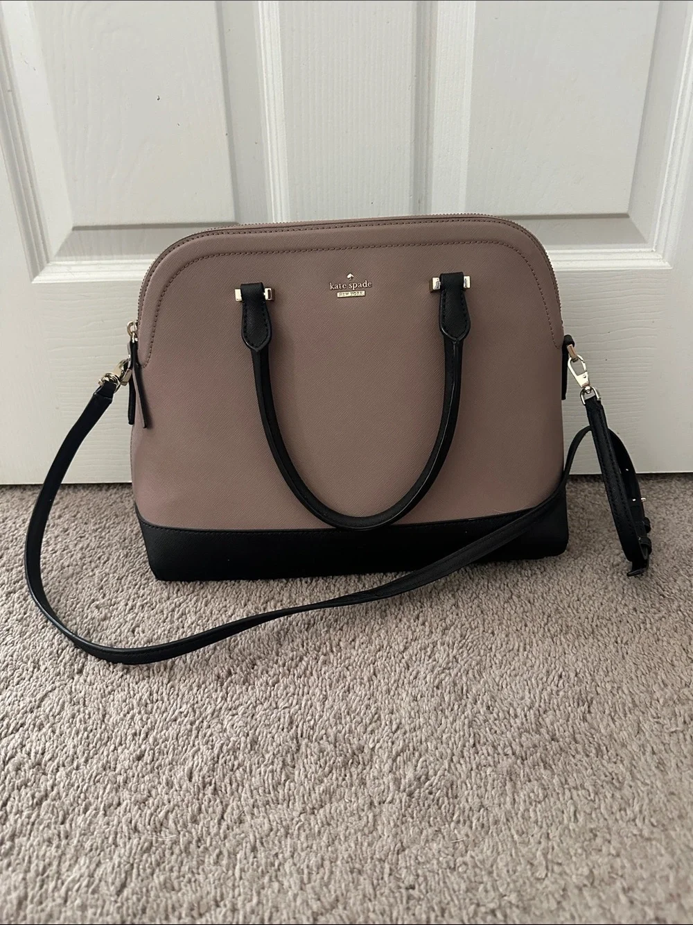 kate spade Two-Tone Taupe and Black Dome Satchel